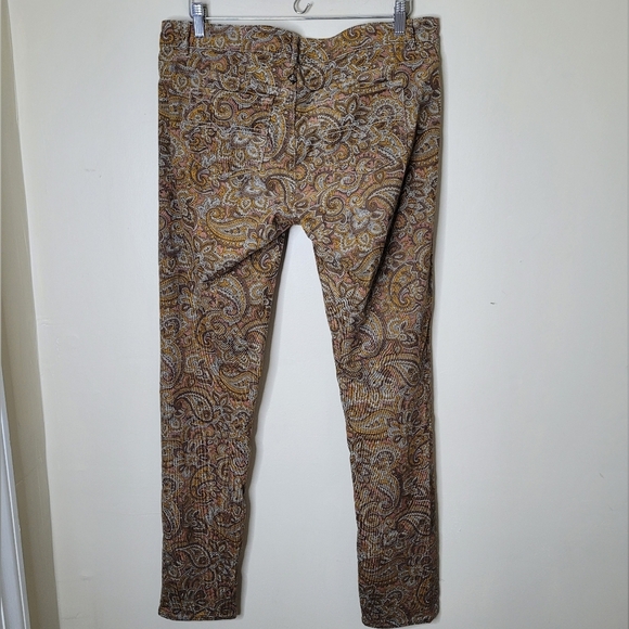 Prana Trinity Paisley Corduroy Pants 12 Low Rise Slim Stretch Earthy Boho Fall - Picture 5 of 9